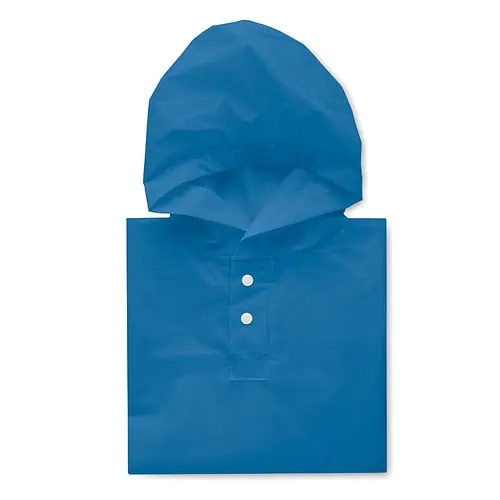 Blauwe kinderregenponcho van PEVA met capuchon en drukknoopsluiting, geschikt voor kinderen van 2-5 jaar