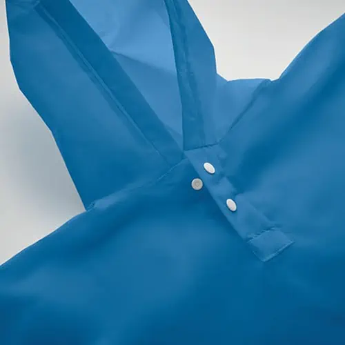 Blauwe kinderregenponcho met drukknoopjes