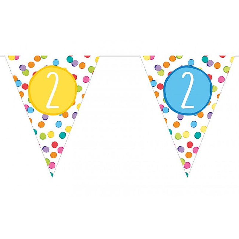Vlaggenlijn 2 jaar confetti - Afbeelding 2