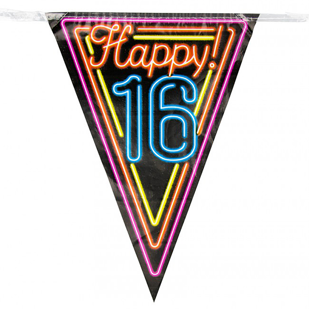 Vlaggenlijn 16 jaar neon Vlaggenlijn 16 jaar neon