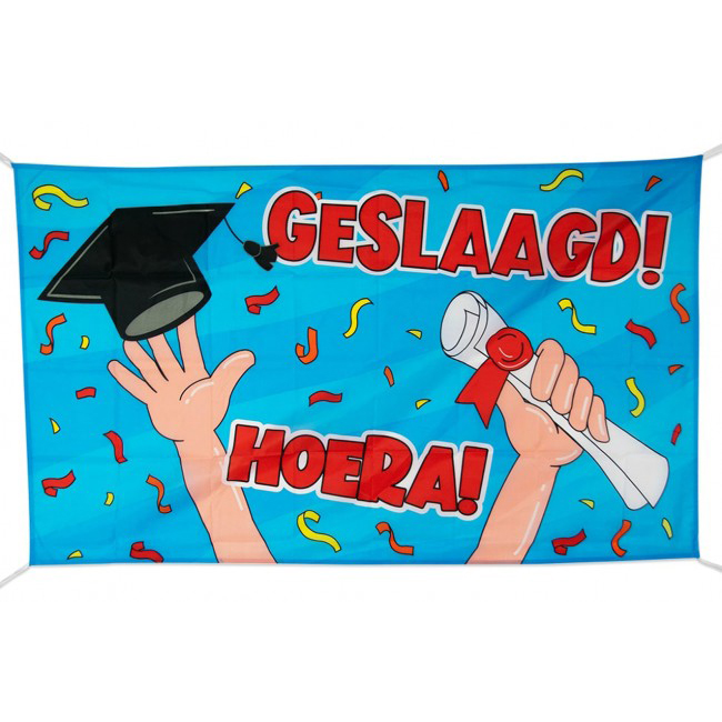 Geslaagd! Hoera! gevelvlag 90 x 150 cm