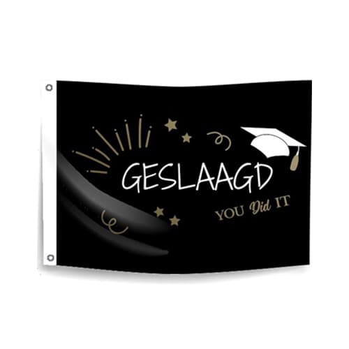 Geslaagd vlag goud/wit - 90 x 150 cm