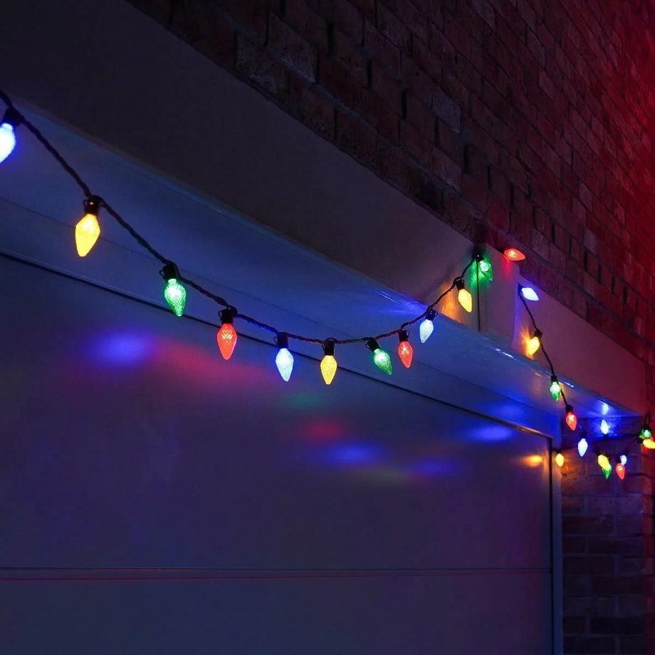 10m 50 LEDs Connectable Pinecone String Lights on Black Rubber Cable (Warm White, White or Multi Coloured)