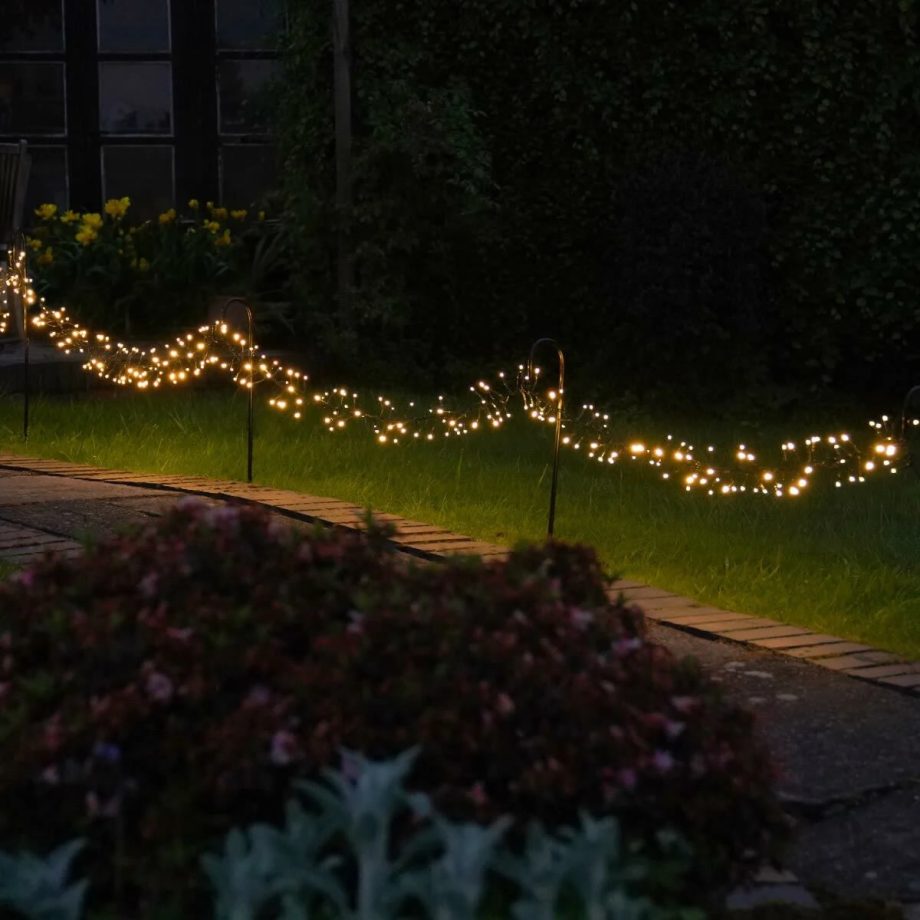 4m Warm White GoConnect Outdoor LED Cluster Lights, Connectable, Green Cable (Various Colours)