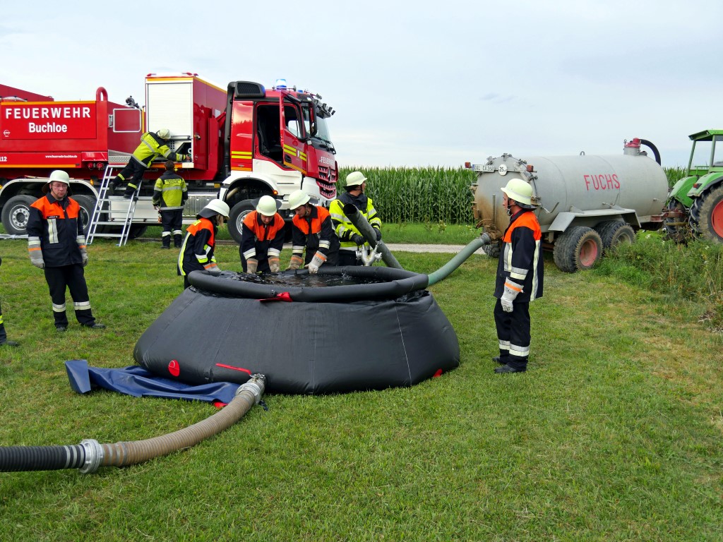 Waldbrandübung Honsolgen Juli 2017 Faltbehälter Feuerwehr