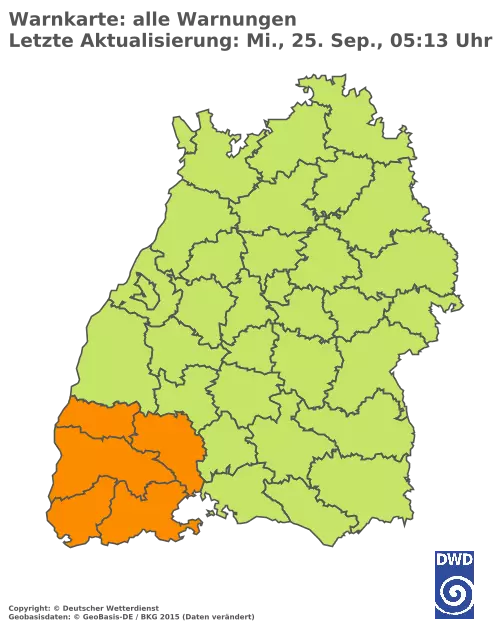 Aktuelle Wetterwarnungen für  Karlsruhe