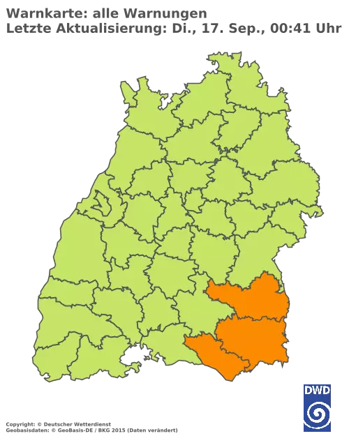 Aktuelle Wetterwarnungen für  Karlsruhe