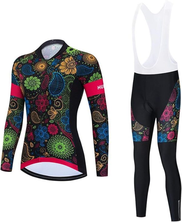 GRTE Fietspak voor dames, shirt met lange mouwen, top met bandjes,