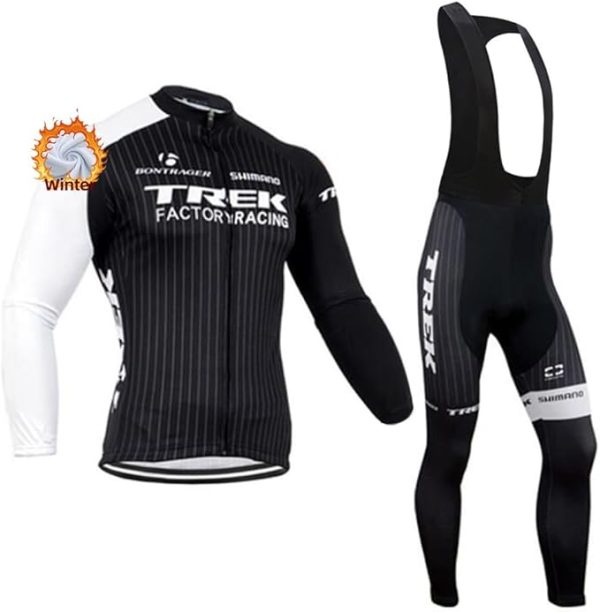TREK Fietsshirt voor heren, winter, fietskleding, MTB, van thermisch fleece, wielerkleding met lange mouwen