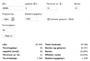 utregning av forbrukslån kr 62995