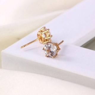 9k 9ct Yellow "GOLD FILLED" Ladies stones Pin stud Earrings , 6mm , Gift,792