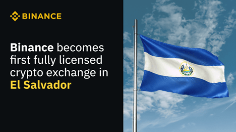 Binance wordt eerste volledig gereglementeerde cryptobeurs in El Salvador