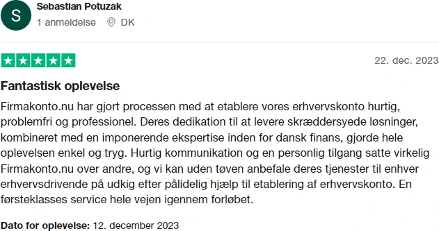 Firmakonto.nu Trustpilot Anmeldelse