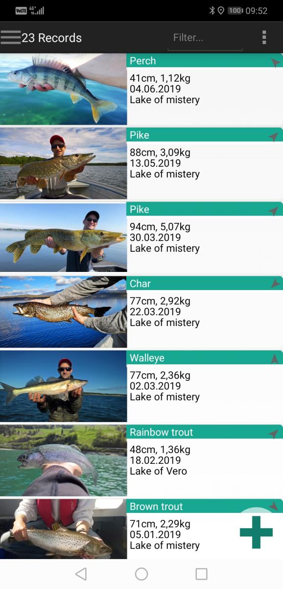 Fishing log app for Android – fish trace