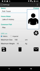 fish trace Fangstatistik App Einstellungen