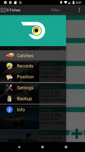 fish trace Fangstatistik App Menu