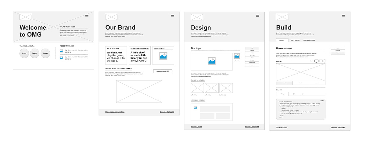 Wireframing of Online Media Guide