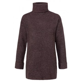 YAYA Women Rollneck sweater with folded cuffs in rib stitch