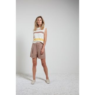 Yaya high waist short in linen blend