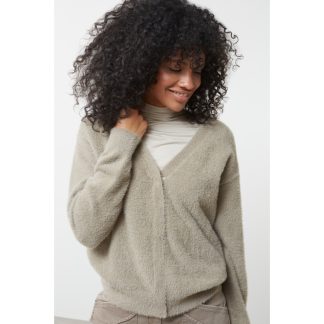 Yaya cardigan with long sleeves fluffy yarn