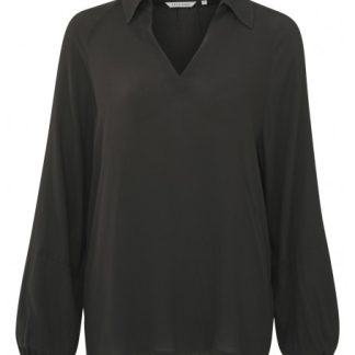 Yaya top with v neck long sleeves and collar in a wide fit