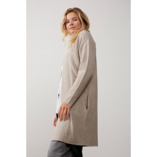 Yaya long cardigan w wide rib placket and long sleeves