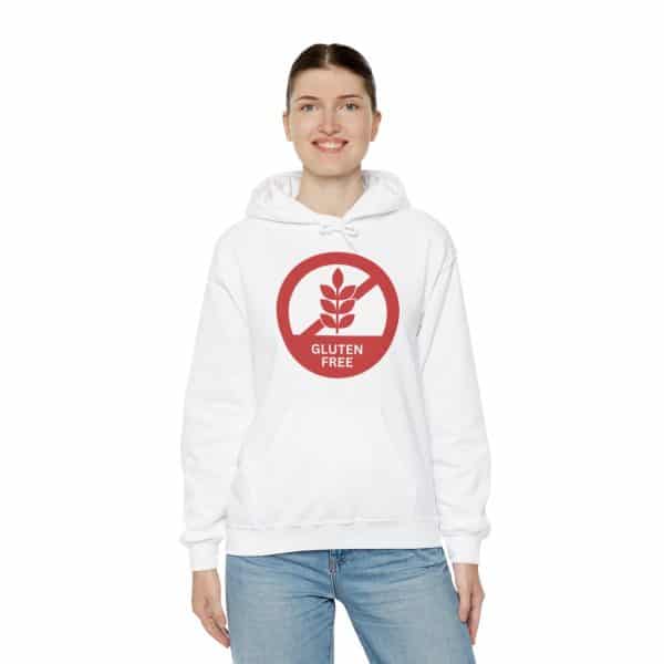 Red Gluten Free Logo - White Hooded Sweatshirt - Image 8