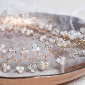 BELLE - Perlen Braut Headpiece Gold