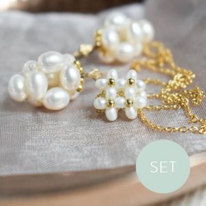 Brautschmuck Set Gold Ohrringe mit Halskette