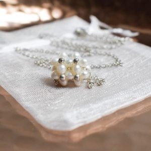 SELINA Hochzeit Perlen Halskette Silber