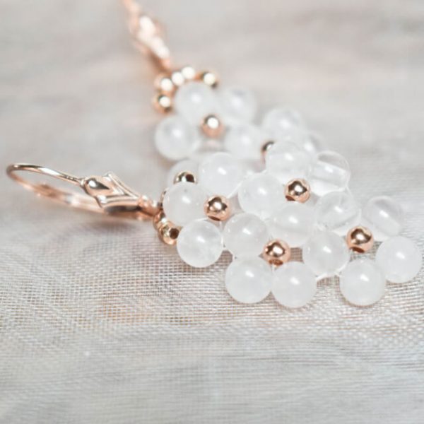 BERNADETTE Rosenquarz Hängeohrringe Rosegold – Bild 8