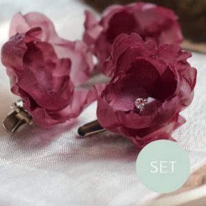 PEONY MINI - Seidenblumen Haarspangen Rot