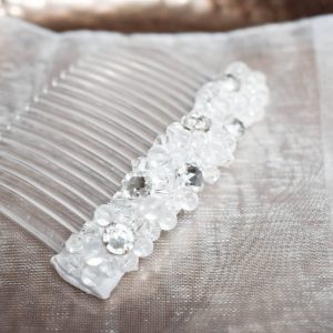 MELISSA - Haarkamm mit Bergkristall Edelsteinperlen