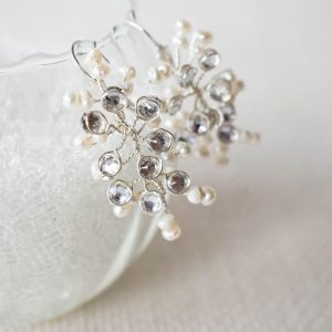 LEA - filigrane Perlenohrringe mit Strass Silber