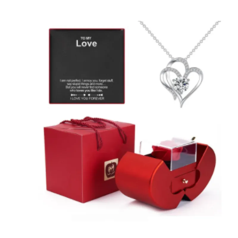 Eternal Love Gift Set - 'I Love You In 100 Languages' Necklace & 9 Red Roses, Valentine's, Anniversary, Birthday Gift - View #8