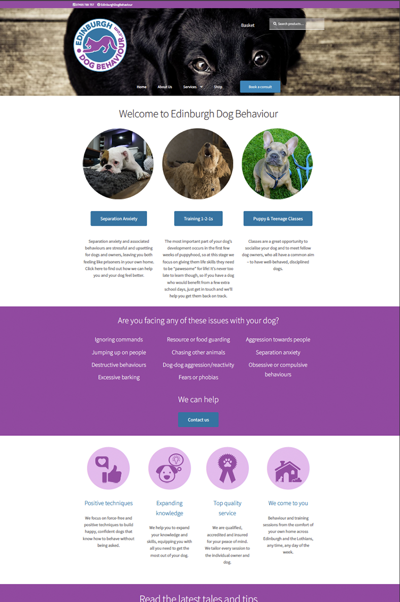 web design for dog behaviourist and trainer