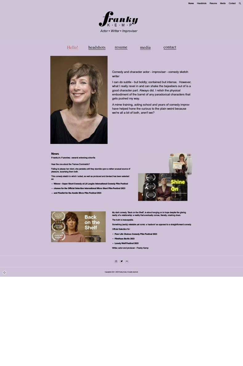web design for actor and comedian