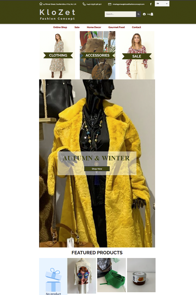 web design for fashion shop
