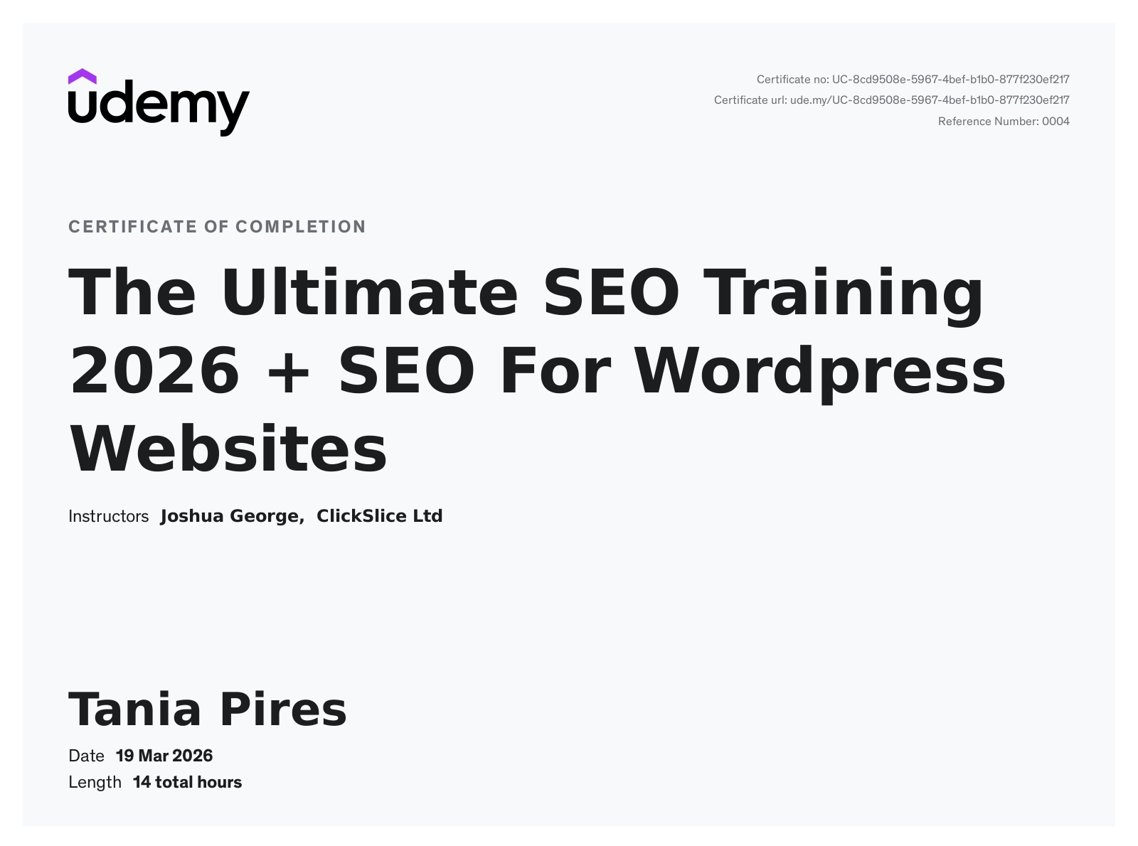SEO certificate 2026