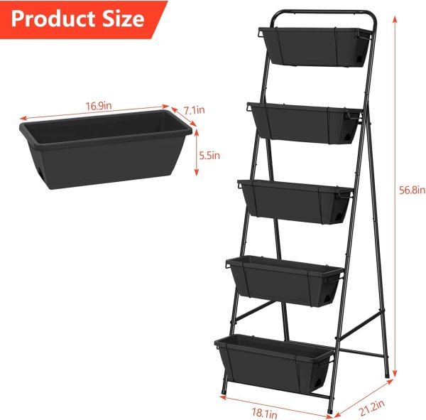 Vertical Garden Planter 3 Tier Raised Garden Bed Herb Garden Planter Outdoor Standing Garden Planter Box with Drainage Holes Removable Tray for Patio Balcony Porch Grey - Image 68