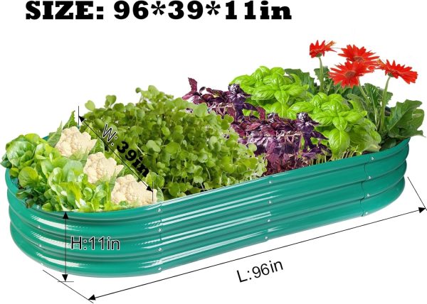 Raised Garden Bed Galvanized Planter Box Outdoor, Oval Large Rot-Resistant Metal Garden Bed Planter for Vegetables Flower Herb (Silver) - Image 30