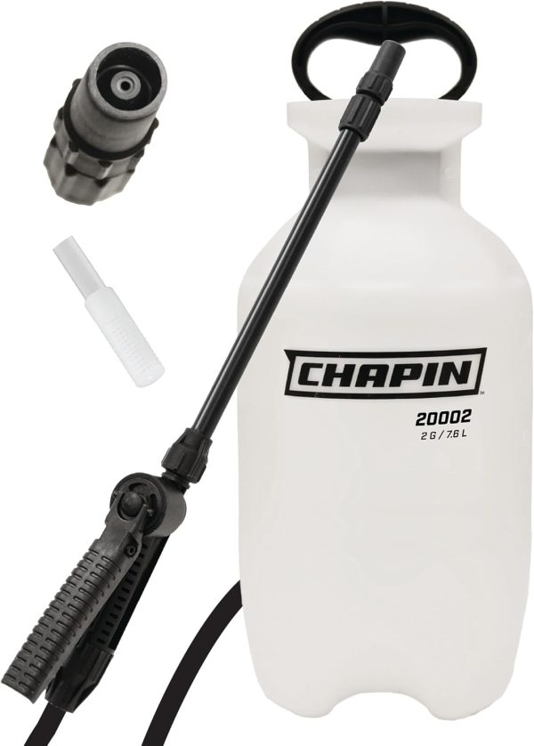 Chapin 20002 Made in USA 2 -Gallon Lawn and Garden Pump Pressured Sprayer, for Spraying Plants, Garden Watering, Lawns, Weeds and Pests, Translucent White