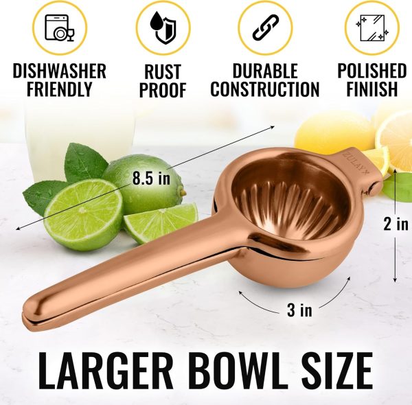 Zulay Kitchen Lemon Squeezer Stainless Steel - Premium Quality, Heavy Duty Solid Metal Squeezer Bowl - Large Manual Citrus Press Juicer and Lime Squeezer Stainless Steel - Image 17