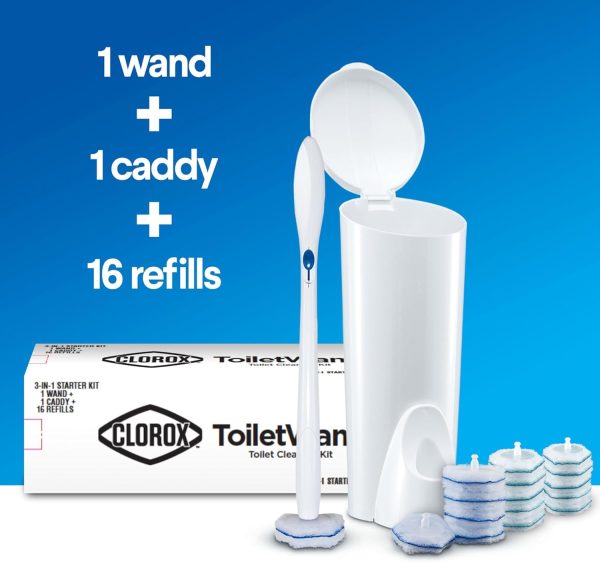 Clorox ToiletWand Disposable Toilet Cleaning System - ToiletWand, Storage Caddy and 16 Disinfecting ToiletWand Refill Heads (Package May Vary) - Image 4