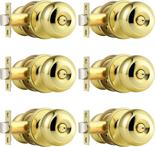 Probrico Privacy Interior Door Knobs Bed and Bath Handles Keyless Sain Nickel Locksets, 6 Pack - Image 68