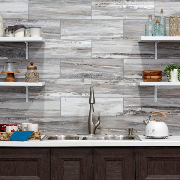 Palisade 22.8" x 7.31" Interlocking Vinyl Waterproof Backsplash Tiles in Carrara Marble - Grout-Free, Easy Install & UV Resistant, Ideal for Kitchen & Bathroom (10 Pack) - Image 118