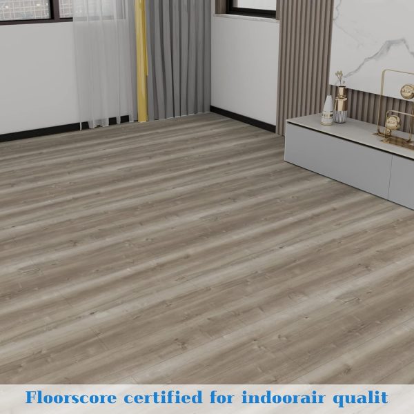 Waterproof Peel and Stick Floor Tile, 36 Pack 54 Sq.FtNO Sticky Residue Left Wood Plank Vinyl Tile Stickers, Self-Adhesive DIY Flooring Tiles for Bedroom, Living Room, Bathroom 36" x 6"Dustgray - Image 36