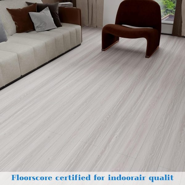 Waterproof Peel and Stick Floor Tile, 36 Pack 54 Sq.FtNO Sticky Residue Left Wood Plank Vinyl Tile Stickers, Self-Adhesive DIY Flooring Tiles for Bedroom, Living Room, Bathroom 36" x 6"Dustgray - Image 86