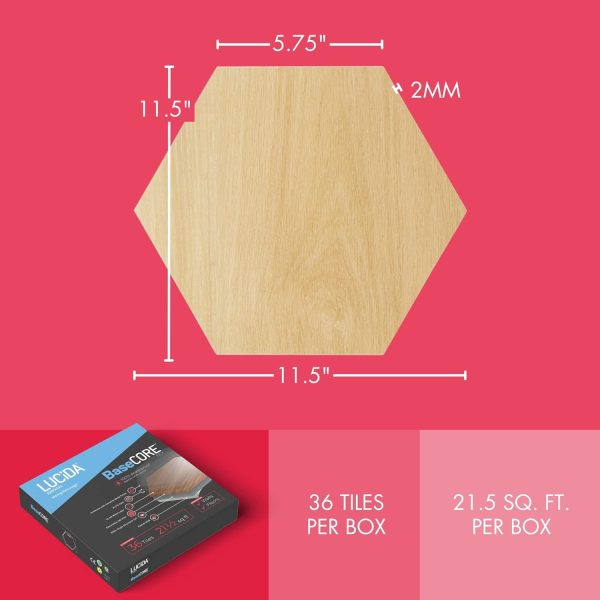 BaseCore HEX Hexagon Vinyl Flooring Black 5.75" DIY Self Adhesive Textured Modern Floor Tile Peel & Stick Tile (36pcs/21.5sqft per case) - Image 77