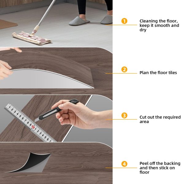 Vinyl Flooring Peel and Stick Floor Tiles, Self-Adhesive Flooring Plank Easy DIY Floor Stickers, 36-Pack Cover 54 Sq.Ft for or Kitchen, Dining Room, Bedrooms - Image 56